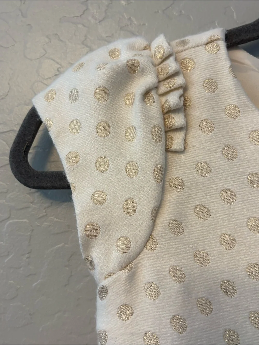 Janie and Jack ivory and gold shimmer polka dot ruffled holiday dress size 8